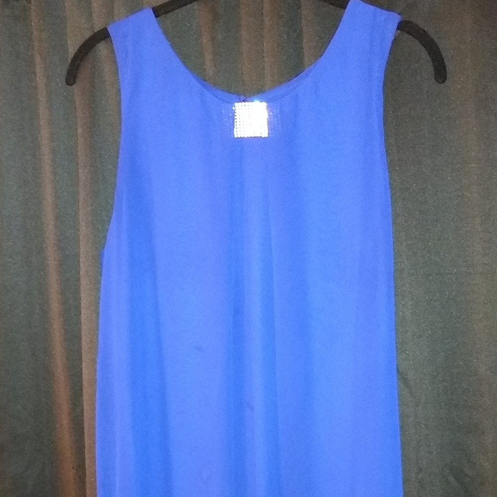 Blue Dual Layer with Rhinestones and Shear Dress
